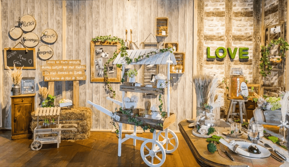 Location chariot candy bar en bois brut - Clauday Evénements