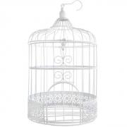 Location d une cage decorative blanche en metal pour decoration de fete