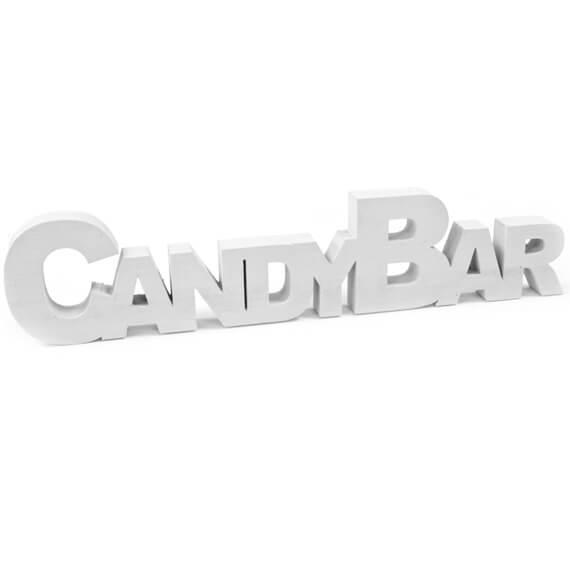 Location decoration centre de table lettre candy bar blanche