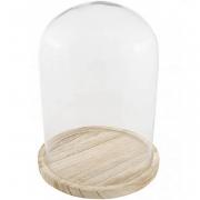 Location decoration cloche elegante en verre avec socle en bois