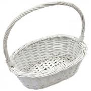 Location grand panier ovale blanc en saule