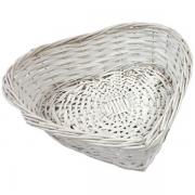 Location panier coeur blanc en saule pour fete