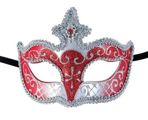 Loup venitien argent et rouge