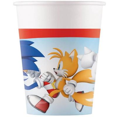 8 Gobelets en carton anniversaire: Sonic, the hedgehog 25cl SEGA REF/LSON95650