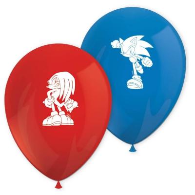 8 Ballons en latex anniversaire: Sonic, the hedgehog 25cm SEGA REF/LSON95653