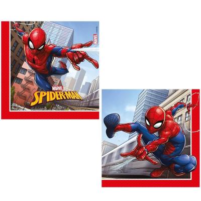 20 Serviettes de table papier anniversaire: Marvel, Spiderman crime fighter 16.5cm REF/LSPI93865