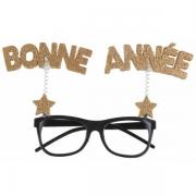 Lunettes Bonne année pailletées en noire et dorée or (x1) REF/7021