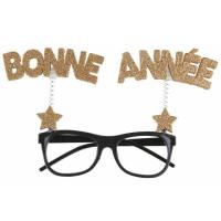 Lunette bonne annee noir et dore or paillete