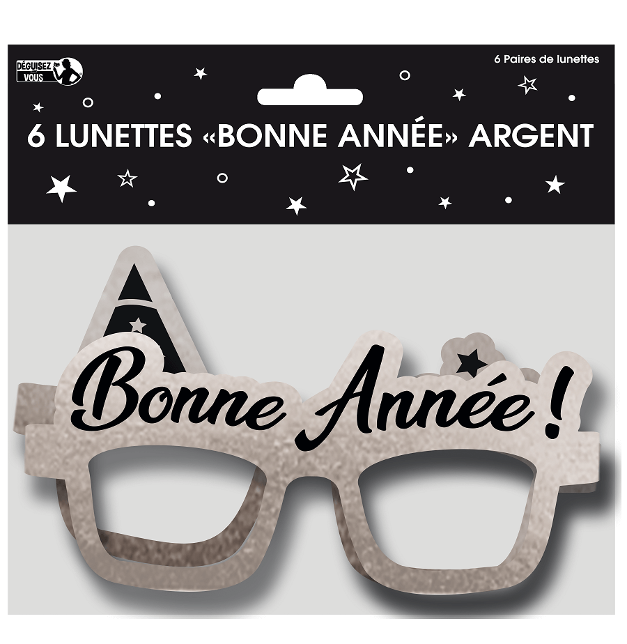 Lunette carton bonne annee nouvel an argent