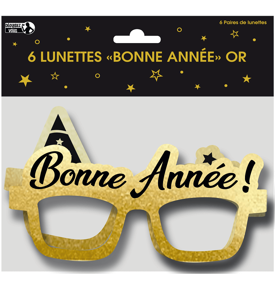 Lunette carton bonne annee nouvel an dore or