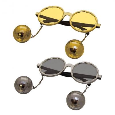 1 Paire de lunettes Disco avec boules à facettes argent/doré or REF/35001