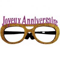 Lunettes pailletees joyeux anniversaire or pour cadeau de fete