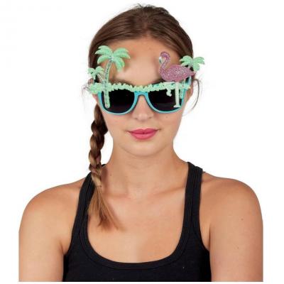 1 Paire de lunettes île tropical palmier et flamand rose REF/35350 Accessoire de déguisement festif