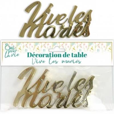 M25dtad decoration mariage centre de table vive les maries dore metallique