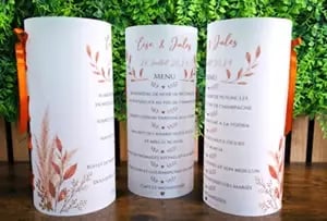 Magasin decoration fete pas de calais menu de table photophore personnalisable mariage bapteme anniversaire communion