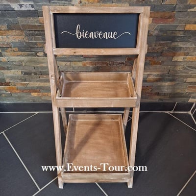 Magasin location nord pas de calais materiel de reception presentoir etagere bois ardoise bienvenue