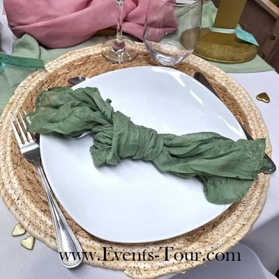 Magasin location pas de calais serviette de table tissu tetile vert sauge olive etamine