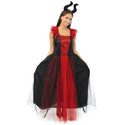Magasin pas de calais deguisement halloween femme adulte sorciere malefique rouge et noir