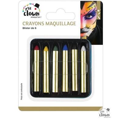 6 Crayons fard gras pour maquillage de Carnaval (x1) REF/90470