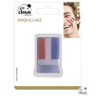 Maquillage: Fard gras tricolore France: bleu, blanc et rouge (x1) REF/61002