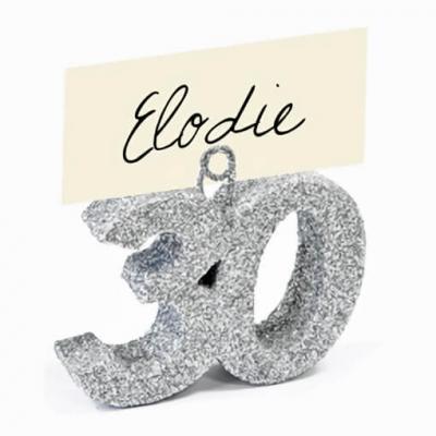 Marque place anniversaire argent 30ans avec paillettes