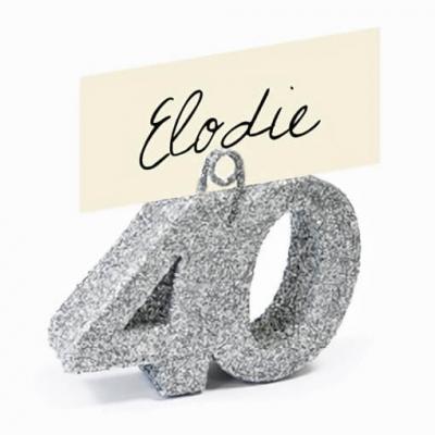 Marque place anniversaire argent 40ans avec paillettes