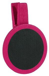 Ardoise ronde sur pince fuchsia (x4) REF/70318