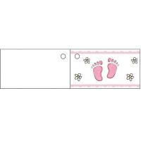 Marque place bapteme fille pied rose