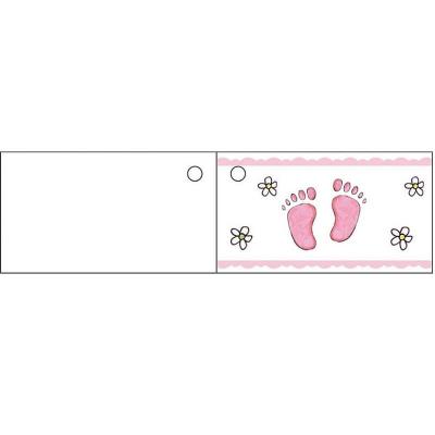 Etiquette a dragee bapteme fille pied rose