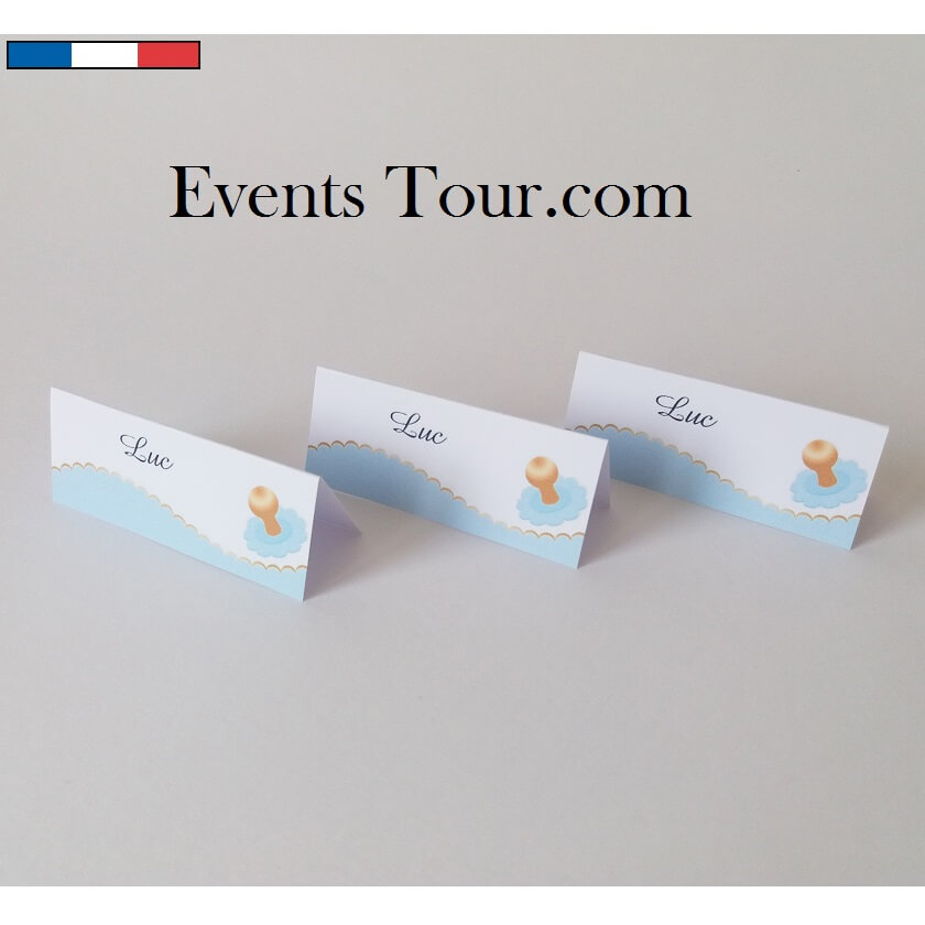 Marque place chevalet bapteme bleu ciel