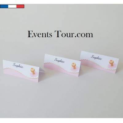 Marque place chevalet bapteme rose