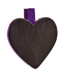 Ardoise coeur sur pince prune (x6) REF/2937