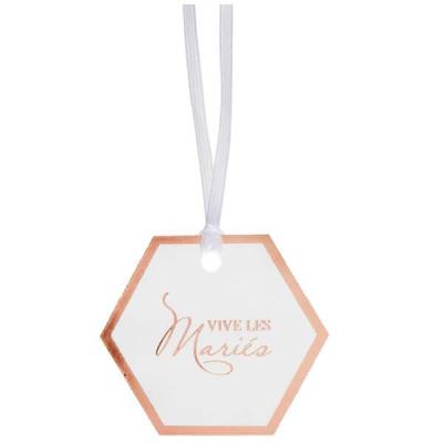 Marque place mariage blanc et rose gold vive les maries