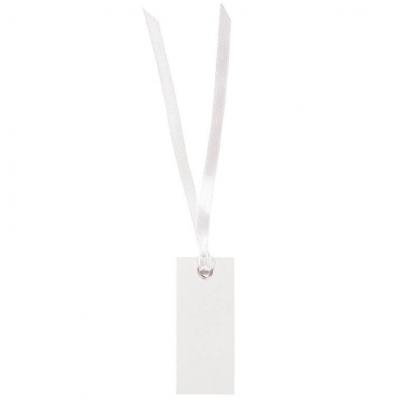 Étiquette rectangle blanche avec ruban (x12) REF/3312