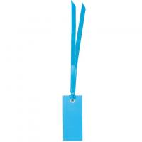 Marque place etiquette rectangle bleu turquoise avec ruban
