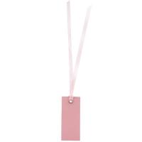 Marque place etiquette rectangle rose avec ruban