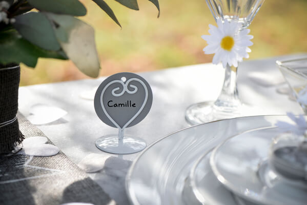 Marque place mariage gris