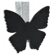 Marque-place papillon ardoise argent sur pince (x6) REF/3337