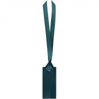 Marque place porte nom bleu canard rectangle et ruban satin