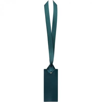 Marque place bleu canard rectangle et ruban satin