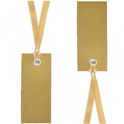 Étiquette rectangle doré or avec ruban (x12) REF/3312