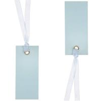 Marque place rectangle avec ruban satin bleu ciel