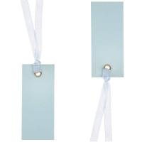 Marque place rectangle avec ruban satin bleu ciel