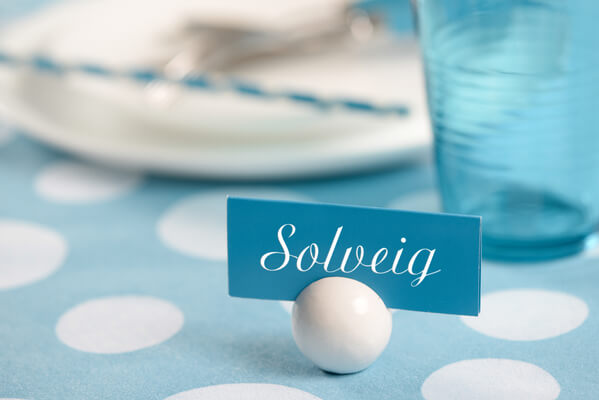 Marque place rectangle bleu turquoise