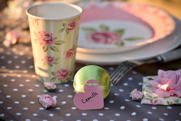 Marque place rose coeur