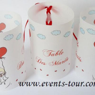 Marque-table photophore mariage: Amour (x2) REF/10236