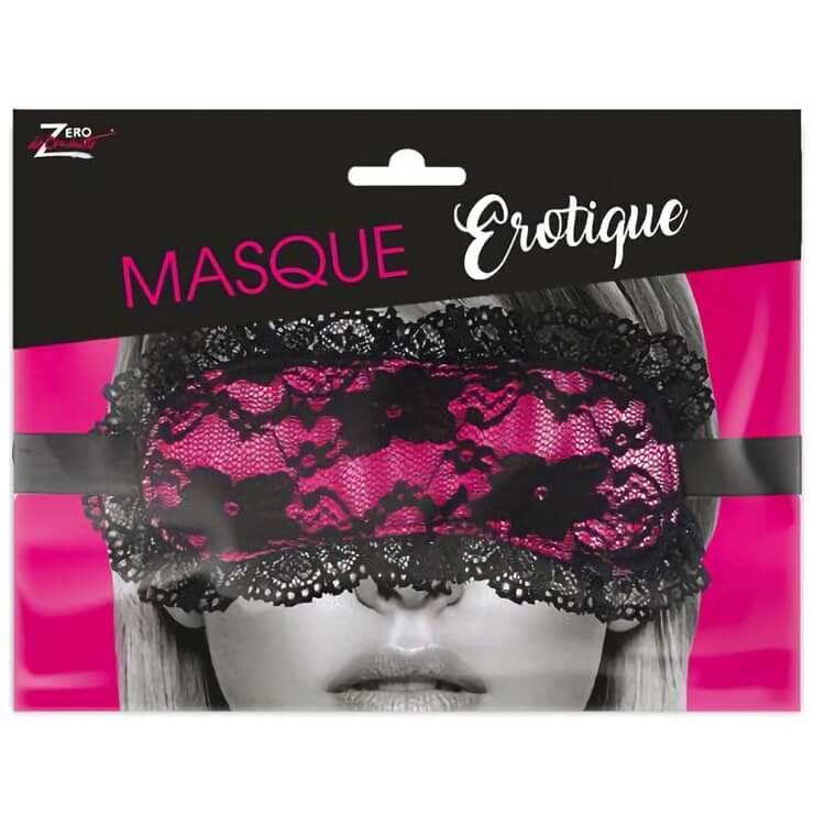Masque sexy en dentelle noir et rose fuchsia