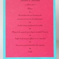 Menu de table fuchsia bleu turquoise 1