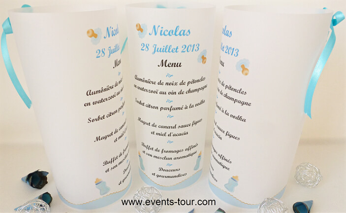 Menu photophore bapteme