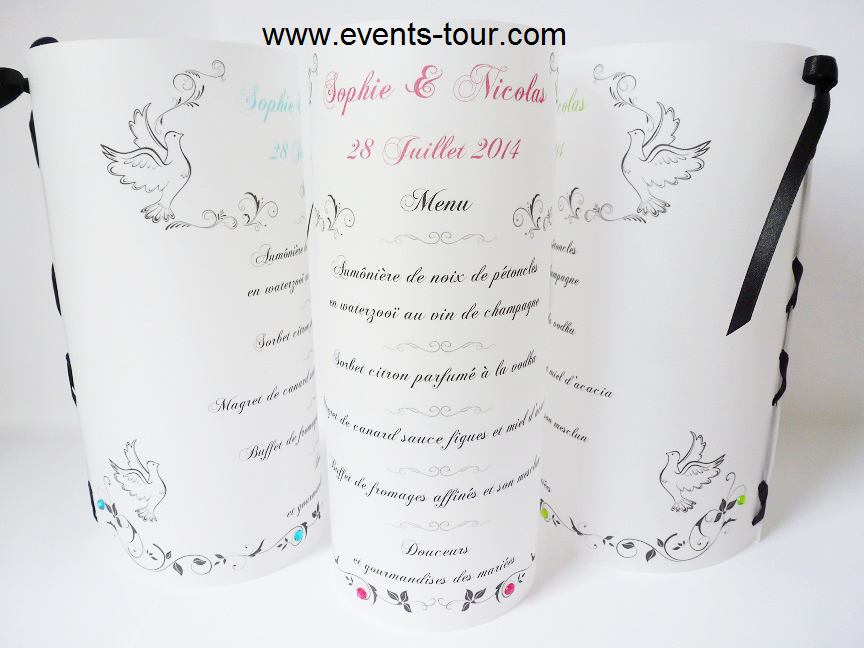 Menu photophore colombe